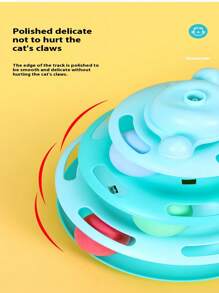1pc 3-Tier Rotating Pet Cat Toy, Educational Game Track Tower, Cat Teaser Toy Disc With 3 Colorful Balls For Indoor Cat Interactive Play, Includes Feather Toys For Double The Fun, Suitable For Cats And Dogs To Chase And Exercise, Enhances Human-Pet Bonding, Joyful For Cats And Dogs. - Multicolor - View 3
