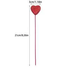 10pcs Glitter Foam Heart Sticks, Suitable For Mother's Day, Vase Decor, Birthday Party, Cake Decor, Wedding Bouquet