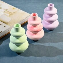 1 件北欧现代圆形花瓶硅胶模具，DIY 环氧树脂工艺家居装饰桌面装饰品 - 白色 - 查看 3