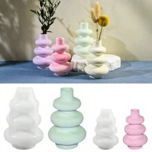 1 件北欧现代圆形花瓶硅胶模具，DIY 环氧树脂工艺家居装饰桌面装饰品 - 白色 - 查看 4