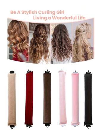 Set van 3 haarrollers, satijnen krultangset zonder warmte - haarrollers, hoofdbandkrulspelden en warme rollers, om in te slapen, vulling van veerkrachtig rubber, zachter en duurzamer, krultang zonder warmte, haaraccessoires