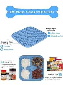 Lick Mat For Dogs, Dog Lick Mat With Suction Cups For Anxiety, Peanut Butter Dog Licking Mat Slow Feeder Dispensing Treater Lick Pad For Dogs Cats Grooming Bathing And Training (Blue/Orange) - Multicolor - View 2
