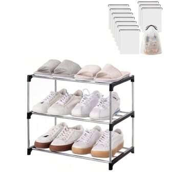 Stapelbar liten skohylla i tre våningar, entré, hall och garderob Platssparande skohylla Förvaring och organisation