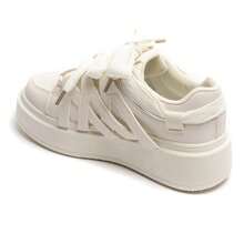 Flat Sneakers With Decorative Laces And Strap - Beige - View 5