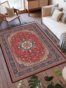 1 块经典红色复古风格地毯，可机洗，不褪色，易于护理，家居装饰地毯，适用于客厅沙发、卧室、办公桌、餐厅厨房、床边防滑垫、入口垫、户外露营毯、房间装饰地毯 - 彩色 - 查看 11