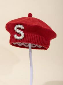1 boina roja para bebé, gorro de punto con letra para bebé recién nacido, gorro de punto con letra, apto para bebés durante todo el año - 0-6M - Ver 23