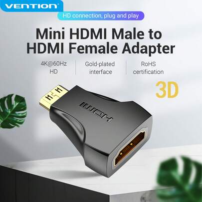 Adaptador mini VENTION 4K Mini Macho a Hembra Estándar, Conversor que soporta 4K@30Hz para portátil, cámara, pantalla, TV