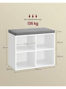 VASAGLE Shoe Changing Stool - White - View 4