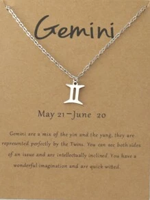 1pc Stainless Steel Zodiac Symbol Pendant Collarbone Chain Necklace