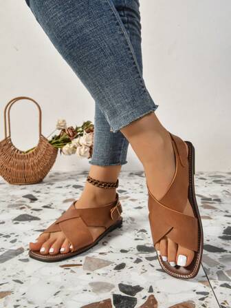 Women's Criss-Cross Flat Slip-On Sandals