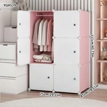简易衣柜，现代简约卧室家用布衣柜，宿舍或出租公寓挂衣橱，塑料储物柜 - 彩色 - 查看 3