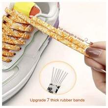 5 双无需系带弹力金属扣鞋带，佩斯利花朵图案，男女通用，适用于运动鞋和帆布鞋，长度 130 厘米（颜色随机） - 彩色 - 查看 5