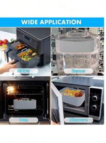 2 件套空气炸锅硅胶内衬，矩形可重复使用硅胶烘焙垫配件，不粘且易于清洁