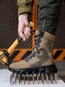 Dian Sen Men's And Women's Safety Trainer Steel Toe Boots Industrial And Construction Work Boots Summer Ready Resistant Military Design Dustproof Ankle High Safety Boots Wear Resistant For Tough Environments Perfect Gift,Men Steel Toe Trainer Sport Safety Boots,Safety Trainer Sport Work Boots,Steel Toe Trainer Sport Indestructible Shoes Anti-Puncture Anti-Smash Cushion Sole And Lightweight EVA Sole,Men Work Trainer For Hiking,Outdoor - Khaki - View 4