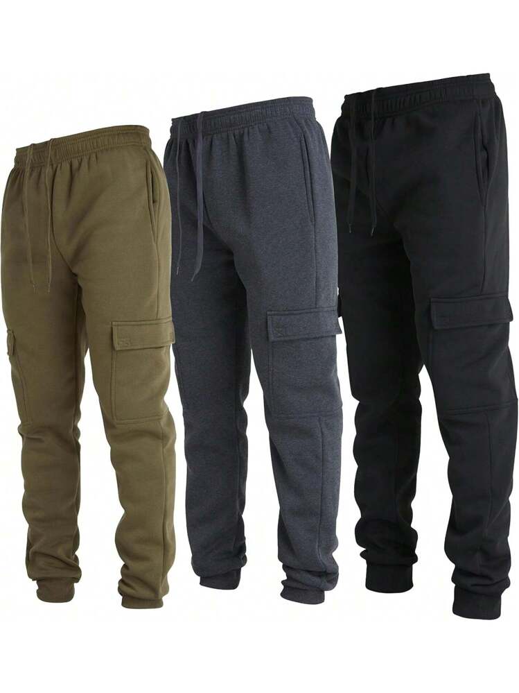 Ultra Performance 3 Pack Mens Sweatpants, Fleece Cargo Joggers For