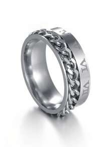 1pc Fashionable Rotating Roman Numeral Chain Ring, For Men - Multicolor - View 32
