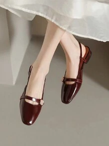 Fall/Winter Ladies' New Sparkling Versatile Soft Bottom Fashion Flats - Burgundy - View 6