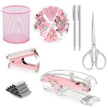 1 Set Office Desk Accessories: 1 Stapler, 1 Pen Holder, 2 Pens, 1 Scissor, 1 Stapler, 1 Binder Clip/Paperclip & 1000 Staples - Multicolor - View 13