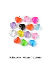 20pcs/Bag Heart-Shaped Resin Pendant, Suitable For Earrings And Necklaces, Random Mixed Colors - Multicolor - View 5