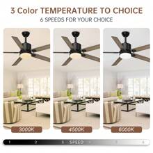 Ceiling Fan With Light And Remote Control, 52 ''Modern Ceiling Fan 6-Speed Reversible, Suitable For Outdoor Terraces, Bedrooms, And Living Rooms - Beige - View 5
