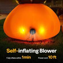 VIVOHOME Thanksgiving Inflatable LED Lighted Turkey With Hat Blow Up Outdoor Lawn Yard Decoration - 6ft Turkey On Pumpkin - View 4