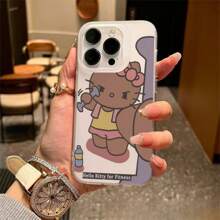 Sanrio 1 szt. Uroczy różowy silikonowy futerał na telefon z kreskówkową grafiką, kompatybilny z Apple, przezroczysta, odporna na zarysowania, miękka obudowa, uroczy wzór stworzeń, akcesoria do telefonów komórkowych, odpowiedni do uprawiania sportu, wspinaczki, na zewnątrz i na kemping