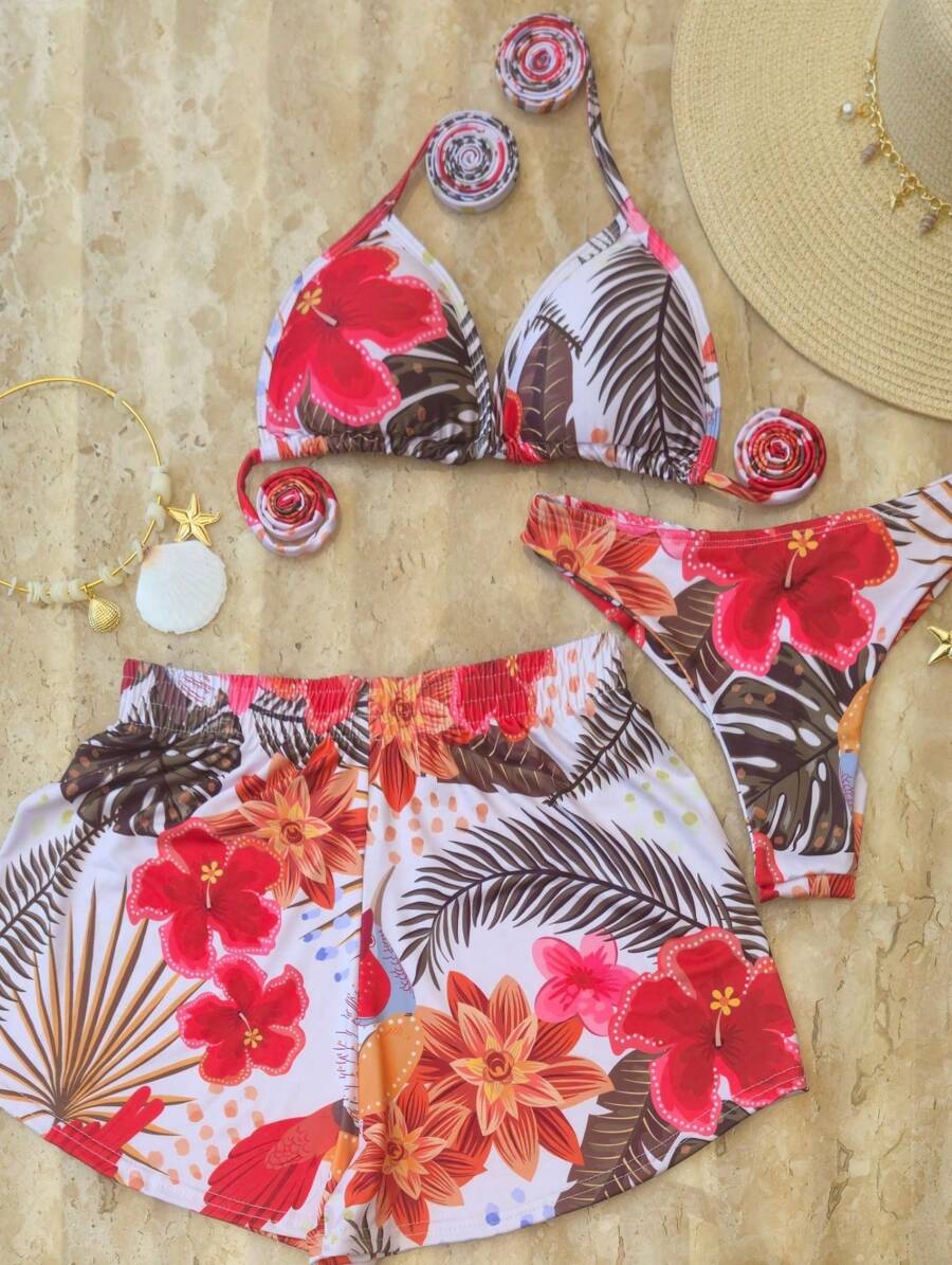 Women Bikini Sets - Rose Red - View 1