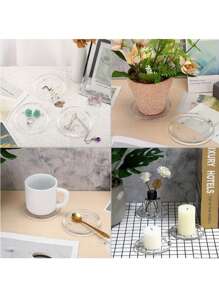 1 szt. Przezroczysty szklany świecznik, okrągła taca do serwowania, świecznik na świece filarowe, kreatywna dekoracja domu na wesela, impreza, aromaterapia, najlepsze prezenty, dekoracja Rama