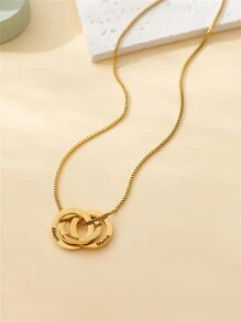 1 pieza Collar con 3 aros grabados con nombre, regalo en caja, collar personalizado de varios nombres con aros rusos, collar personalizado con nombres de familia/amistad para mujer, regalo para el Día de la Madre, regalo para la abuela, regalo de cumpleaños - Dorado - Ver 3