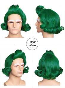 Heat-Resistant Long Wavy Green Cosplay Wig For Autumn Festival, St.Patrick's Day Wig, Carnivals & Comic Conventions - Rose Net Cap