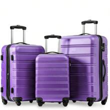 SET OF 3 ABS Hard Shell Travel Trolley Suitcase 4 Wheel Luggage Set Hand Luggage, 20,24,28 Inch (Purple) Travel Suitcase Suitcases Suit Case Durable Carry On Travel Luggage Carry On Suitcase Waterproof Winter Holiday Women Travel Essentials Suitcase Set Luggage Set - Multicolor - View 1