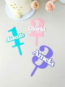 Personalised Happy Birthday Cake Topper Acrylic Age & Name Birthday Topper Number Custom Wood Rustic Cake Toppers