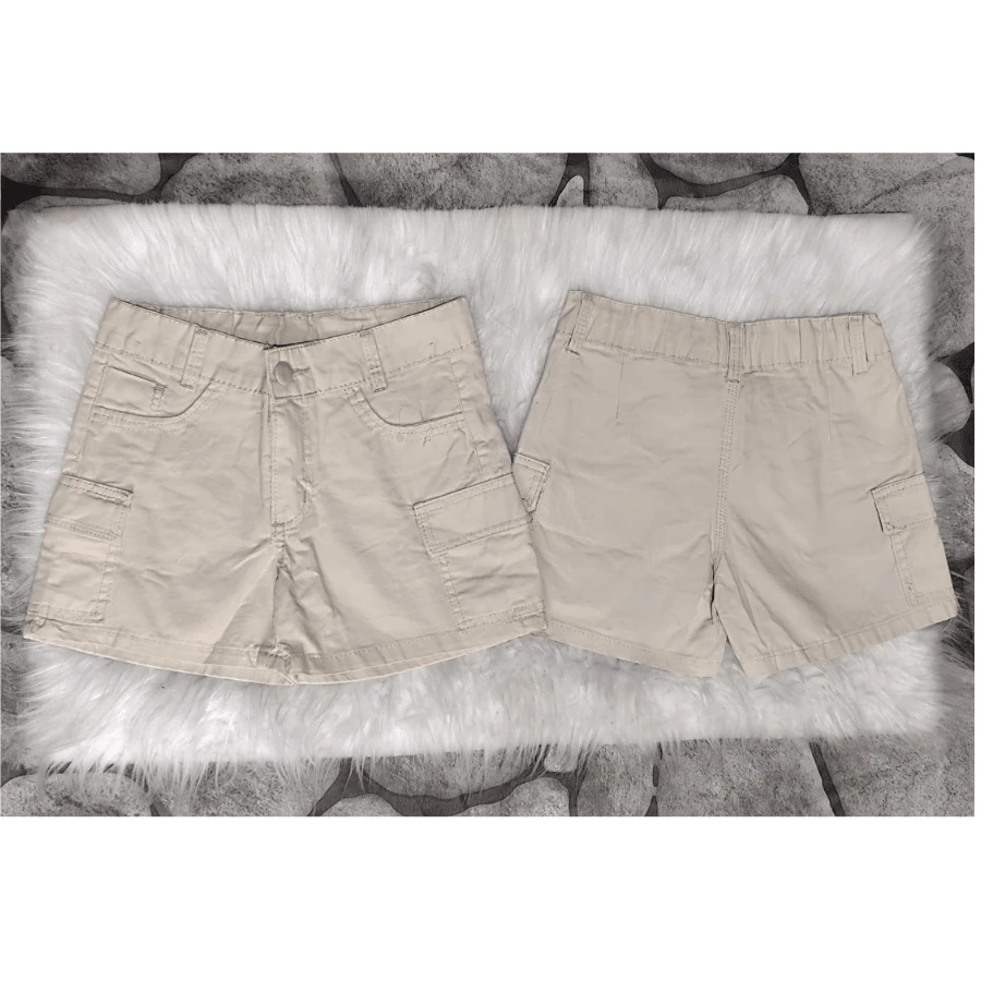 Children's Cargo Shorts With Side Pockets For Girls, Bloggers, Youth, Adjustable - Beige - View 1