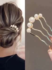 1个/2个装 时尚U型仿珍珠发夹、发梳、盘发发饰，适合派对、节日和女孩日常使用，发饰、美发工具、美发用品、秋季、旅行发饰、女士配饰、发饰、女士发饰、美发工具、美发用品、用品、美容配饰、礼物、旅行、送给女士的礼物、美发用品、圣诞袜填充物、圣诞袜填充物、女士圣诞袜填充物、成人圣诞袜填充物、成人圣诞袜填充物、美发用品、成人发饰、发饰、送给女士的礼物创意、美容圣诞袜填充物、送给女士的夏季海滩度假必备配饰、度假 - 彩色 - 查看 12