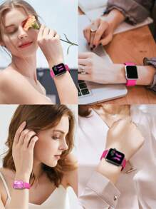 2 件装升级加长运动表带,兼容 表带 38 毫米 40 毫米 41 毫米 42 毫米 44 毫米 45 毫米 46 毫米 49 毫米,柔软硅胶防水表带,兼容 Series 11 10 9 Ultra 8 7 6 5 4 3 2 1 SE 女士男士替换表带腕带 - Black and Hot Pink - 查看 10