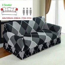 Christmas [US Local Warehouse] 1pc High-End Elegant Minimalist Marble Texture Sofa Cover, Luxurious Refined Living, Fashionable Graceful, Refresh Home Decor, Protect Furniture, Stretchy Fabric & Ruffled Skirt Design, Suitable For Home, Hotel, Meeting Room, Apartment, Party, Restaurant, Cafe, All Seasons [US Local Warehouse, Fast Delivery]Home Decor Gift For New Year