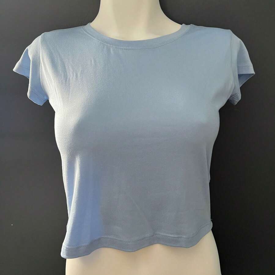 3-Piece Package Women's T-Shirt, Ladies' Top, Women's T-Shirt, Crop Top, Comfortable, Soft, Daily Wear - 藍色 - 查看 1