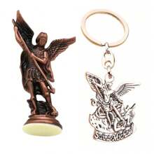 1pc Saint Michael Archangel Figurine, Sacred Angel Michael's Sculpture, Zinc Alloy Statue For Home Desk Decor Best Gifts Birthday Graduation