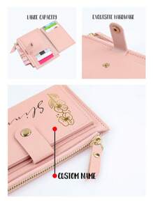 1 pièce Portefeuille et porte-cartes pour dames avec motif et nom personnalisés, style mignon, mature, de femme de bureau, porte-monnaie. Cadeau de Noël, de Pâques, de Saint-Valentin parfait pour la petite amie. Sacs et portefeuilles pour femmes