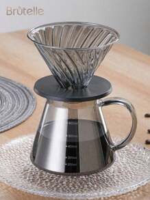Brutelle 1pc Hand Pour Coffee Maker Set Coffee Filter Cup Grey Glass Coffee Set For Home Office Coffee Corner - Grey - View 2