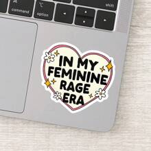 1PC In My Feminine Rage Era Sticker – Empowering Vinyl Decal With Heart And Floral Design For Women And Allies | Perfect For Laptops, Water Bottles, And Cars | Bold Self-Expression Gift | , Waterproof, And Easy To Apply - Multicolor - View 5