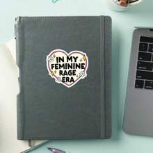 1PC In My Feminine Rage Era Sticker – Empowering Vinyl Decal With Heart And Floral Design For Women And Allies | Perfect For Laptops, Water Bottles, And Cars | Bold Self-Expression Gift | , Waterproof, And Easy To Apply - Multicolor - View 4