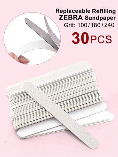 30 件可更换砂纸锉，撕下可清洗重复使用，不浪费，100/180/240 粒度（不锈钢件单独出售）