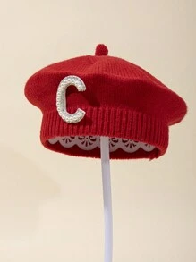 1 boina roja para bebé, gorro de punto con letra para bebé recién nacido, gorro de punto con letra, apto para bebés durante todo el año - 0-6M - Ver 29