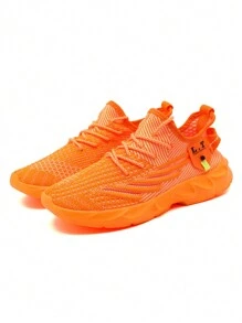 Baskets hommes Chaussures de course sur route à lame antidérapante, maille respirante. Chaussures de sport légères pour la gym, l'entraînement et la marche. mode jeune, style basket street. Couleur orange