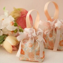 1pc Per Pack Flower Non Woven Gift Packaging Bag High Quality Silk Satin Drawstring Bags Suitable For Wedding Valentine's Day Party Birthday Decoration