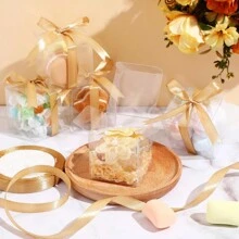 3/20/50 piezas Cajas mini transparentes para regalos de 2 x 2 x 2 pulgadas con cintas, cajas cúbicas transparentes extra pequeñas para dulces, cajas mini para regalos de boda, fiesta de Navidad, baby shower, cumpleaños