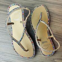 Women's Luxury Rhinestone Flat Sandal Art Griffe Paris Christmas New Year's Eve - 金/銅 - 查看 1