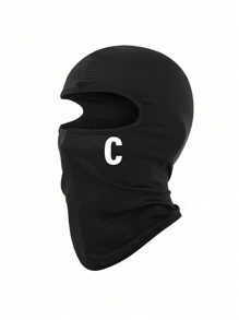 1 件装 A-Z 字母印花儿童户外防紫外线面罩，透气拉法帽头盔内衬，适合青少年 - 黑色 - 查看 18