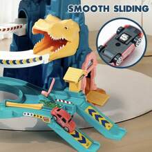 KINICHOOY 玩具车坡道恐龙爬山轨道车彩色车辆建筑玩具套装带赛车和轨道适合学龄前儿童礼物适合 3 岁及以上儿童（恐龙山）、汽车、汽车轨道、火车套装 - 黃色 - 查看 5